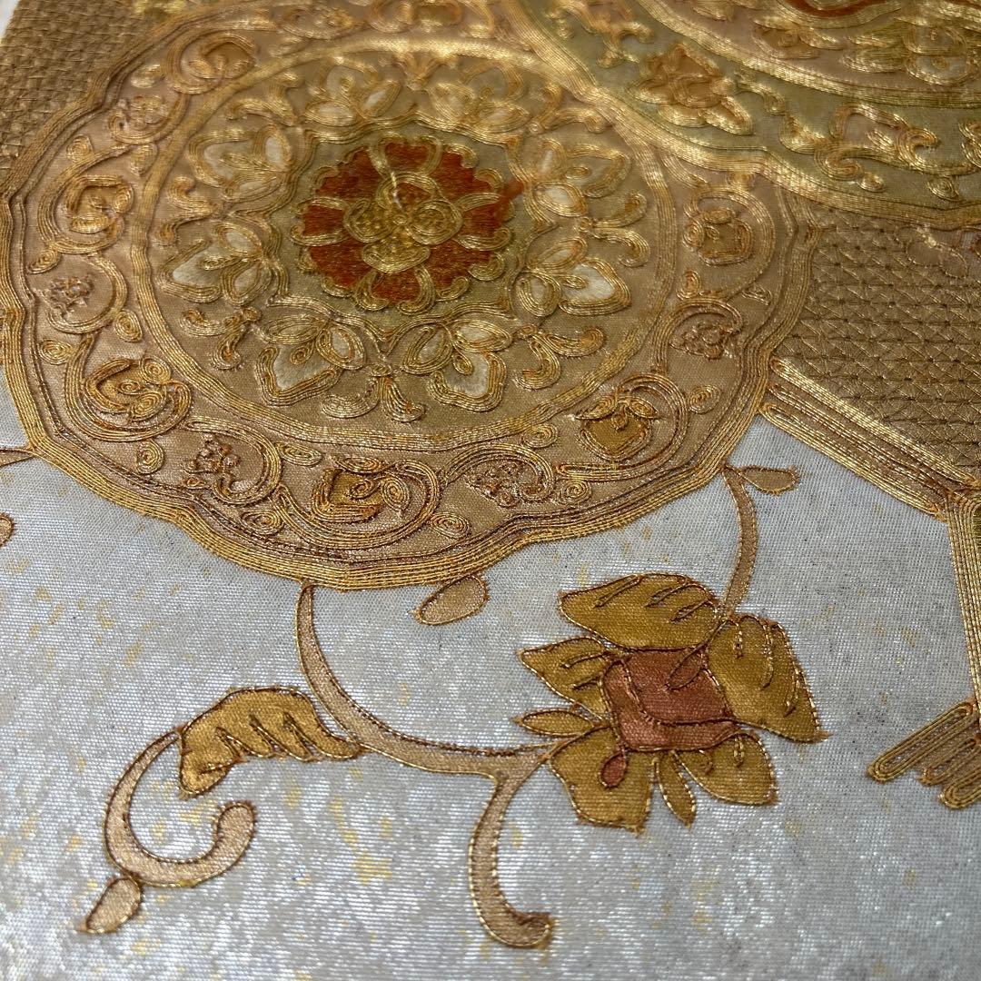 金色系 刺繍入り 太鼓柄袋帯0105