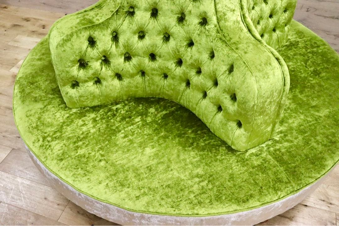 GMHK129○西洋アンティーク調 ラウンドソファ 4人掛けソファ ファブリッ