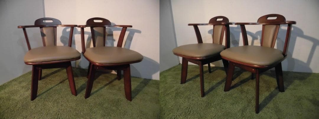 送料無料【新品】★高級回転肘付ダイニングチェア【4脚セット】ダークブラウン