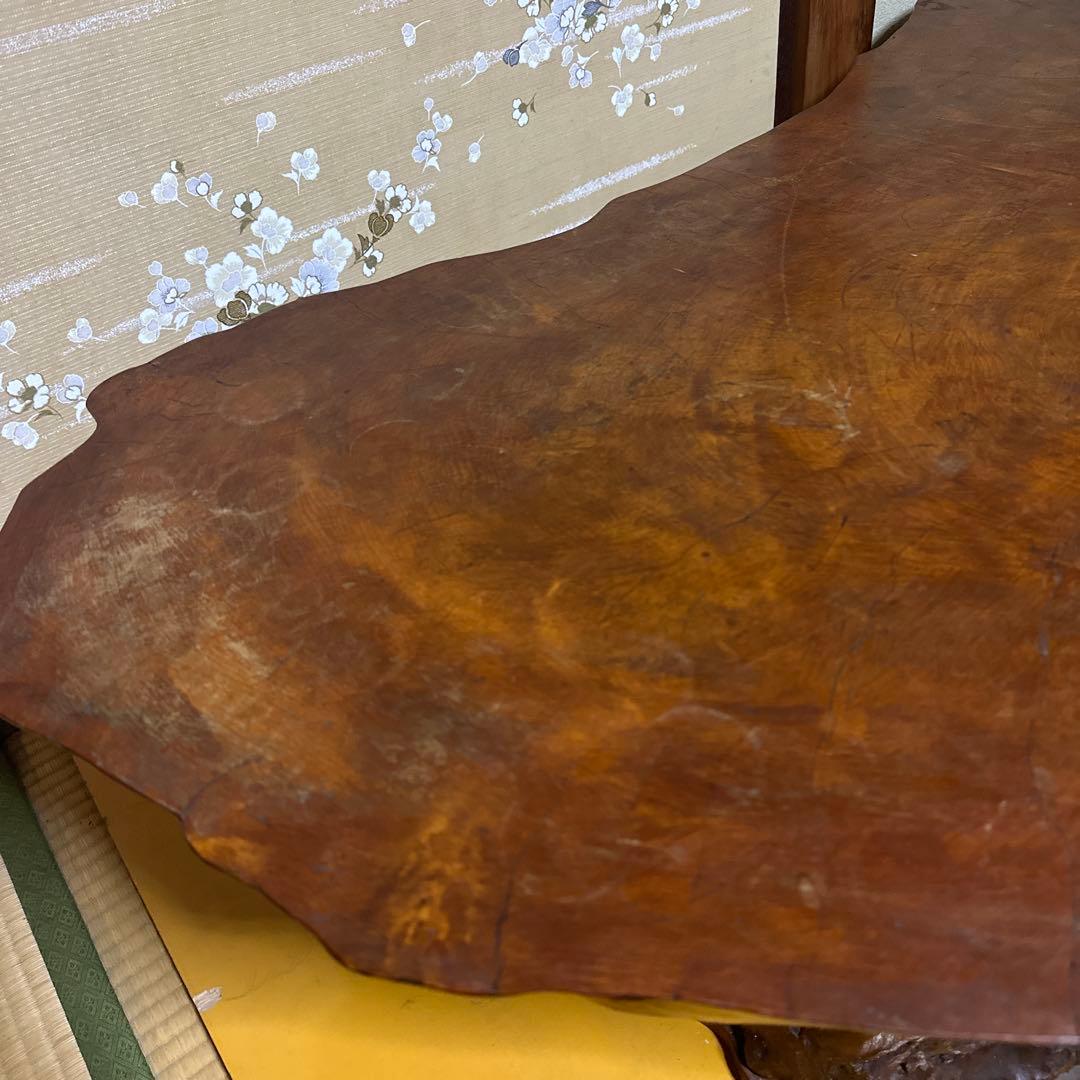 自然木の茶色座卓　一枚木