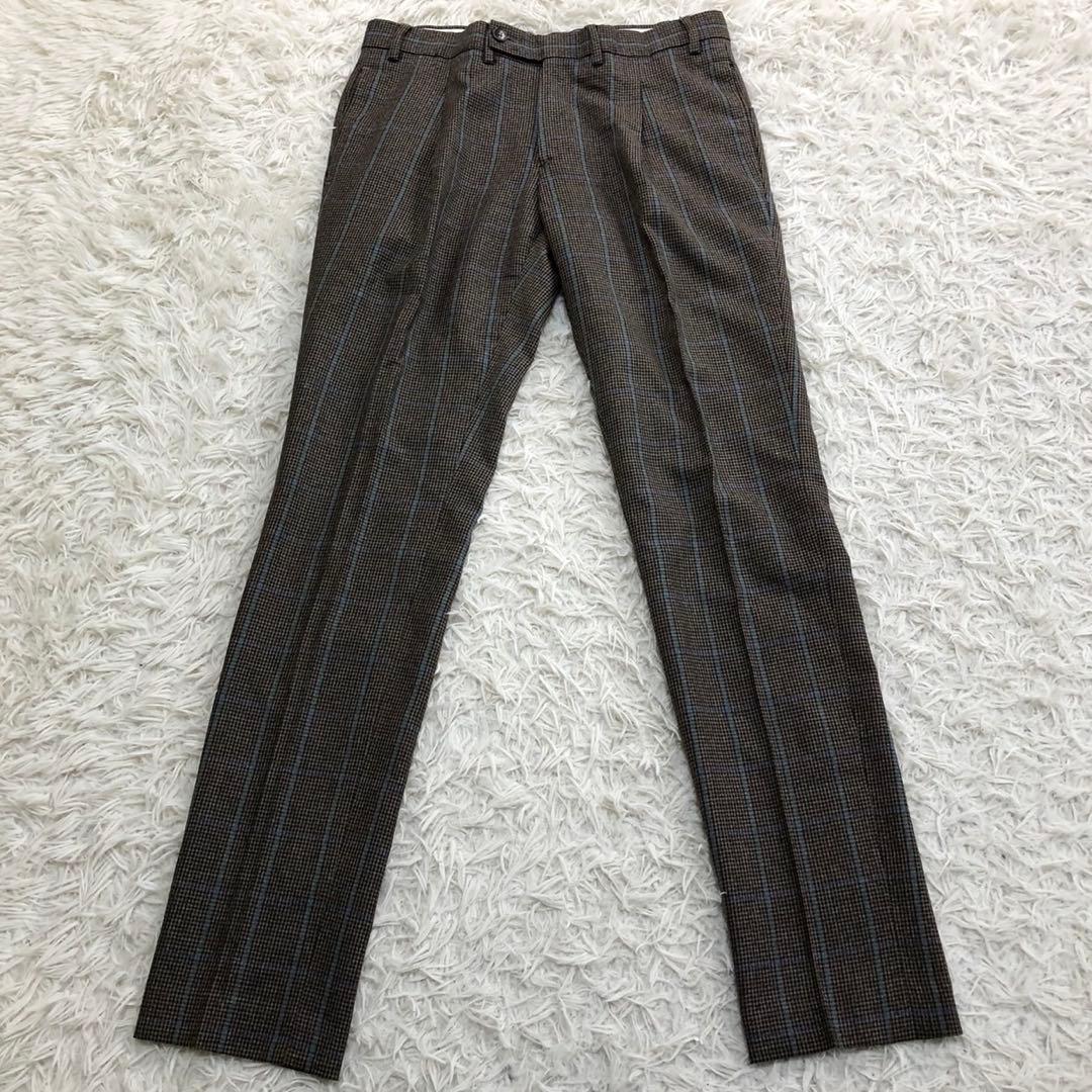 極美品✨ガブリエレパジーニ 3ピース スーツ ペンチェック ブラウン系 48