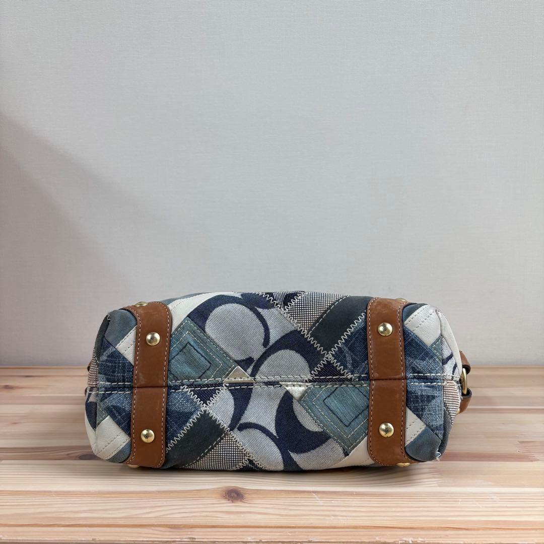 バッグ Coach Denim Patchwork Shoulder Bag