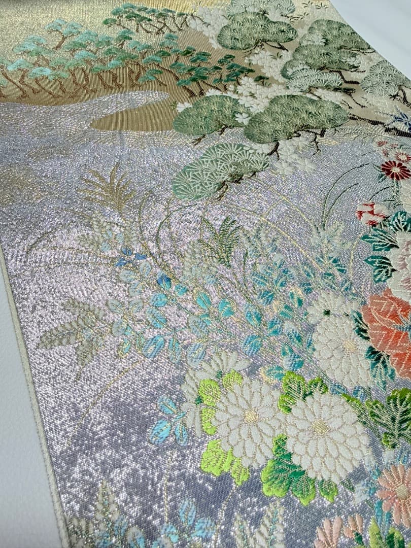 高級 袋帯 正絹 六通柄 西陣織 ゴールド 唐織 訪問着 色無地 フォーマル