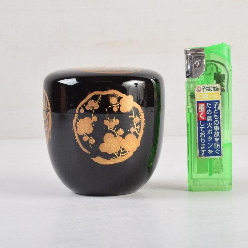 ゆき　茶道具　輪島塗　秀峰作　四君子文　棗　共箱　V　9166