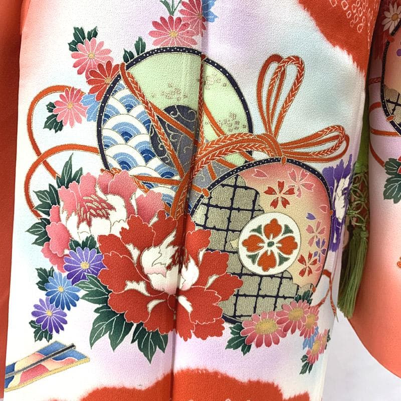 503ag50■七五三 七歳 女児 着物&袋帯&長襦袢&帯揚げ&帯締め&しごき■