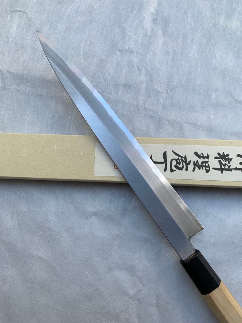 堺刃物　刺身 柳刃　包丁　安来白鋼　9寸　水牛八角柄