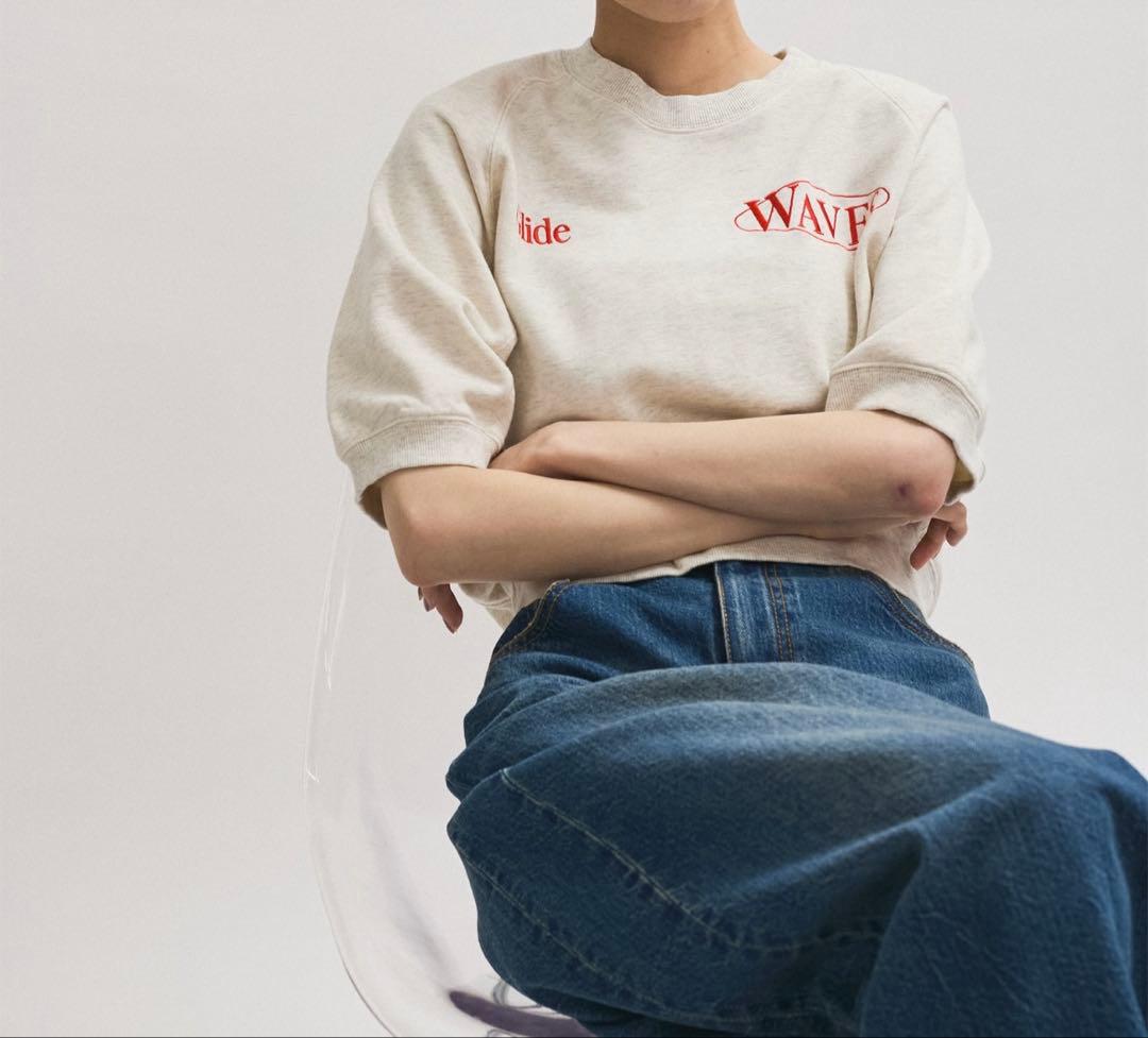 アダムエロペ　ADAM ET ROPE ハーフスリーブスウェット　アイボリー