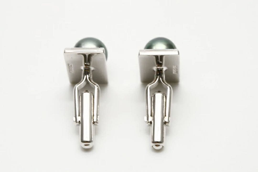 タヒチ黒蝶真珠パールカフス　10mm　グリーンブラックカラー