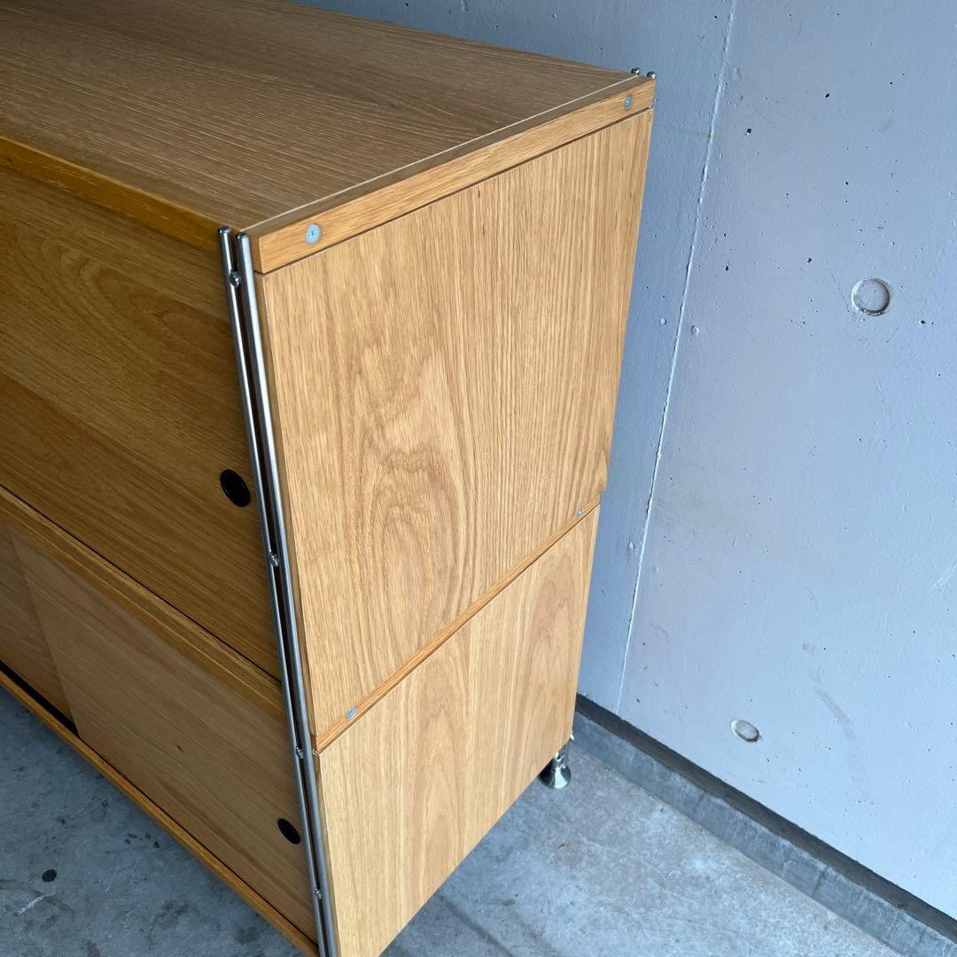 美品・廃盤希少★無印ステンレスユニットシェルフ・ボックス木製引き戸オーク材セット