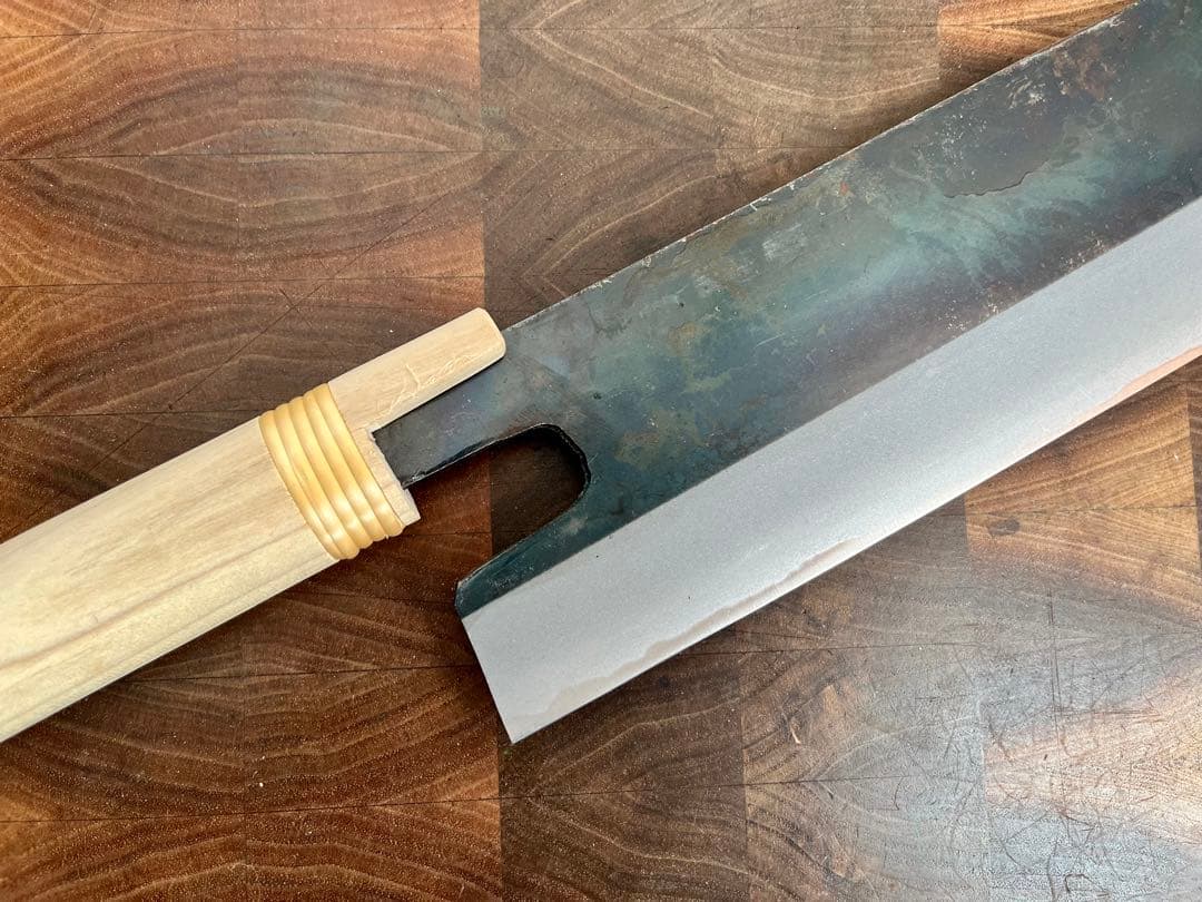 越前打ち刃物　宝馬　蕎麦切　包丁　240mm 麺切　和包丁　白鋼　黒打ち