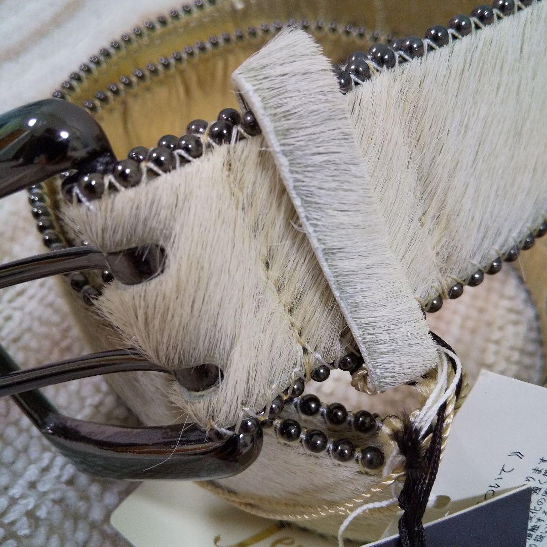 希少 新品未使用 馬革 ハラコ スタッズ ベルト ホワイト 白 レザー 本革