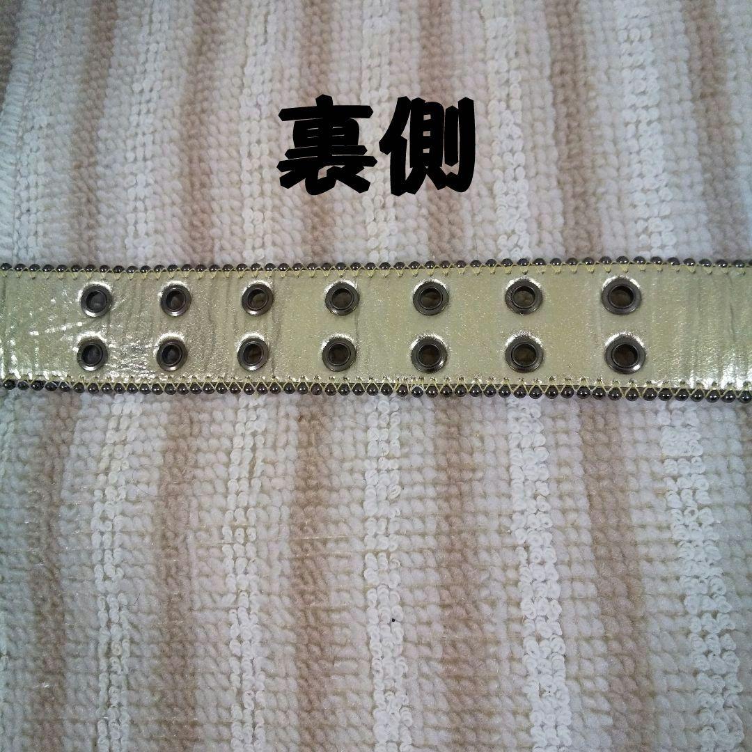 希少 新品未使用 馬革 ハラコ スタッズ ベルト ホワイト 白 レザー 本革