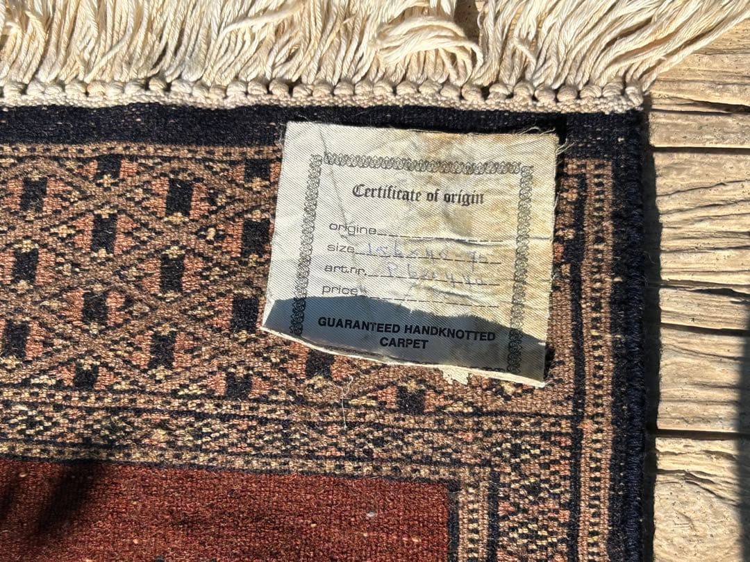 ヴィンテージ ハンドメイド ラグ カーペット マット 証明書付き