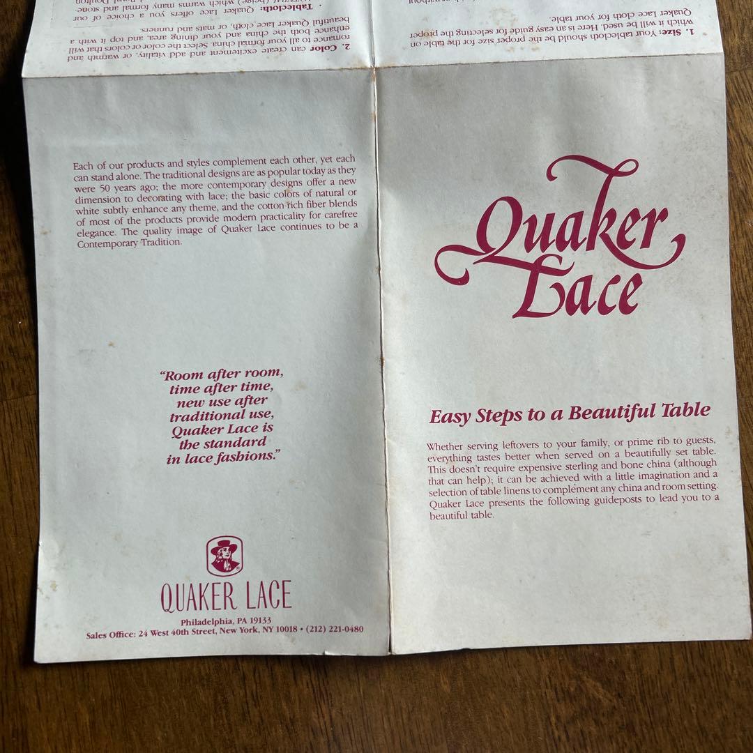 ヴィンテージ　クエーカーレース テーブルクロス（特大）