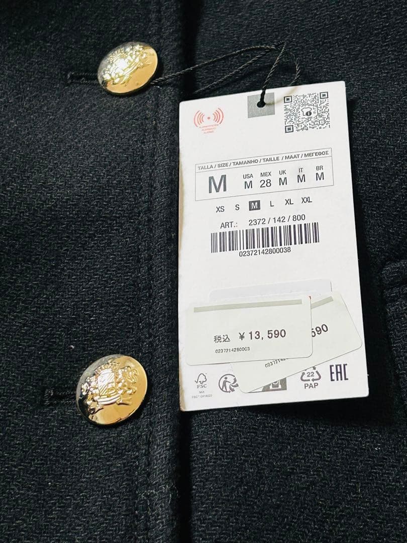 新品 ZARA ハイネック ショート ダブルブレストコート M ラスト1点♪