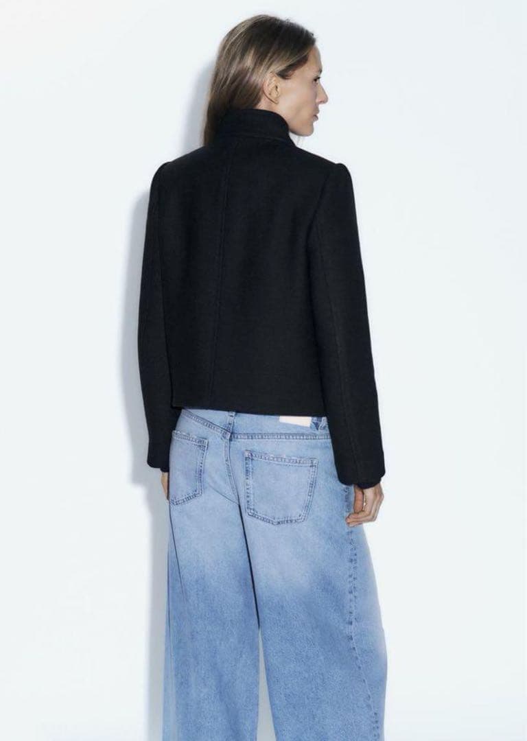 新品 ZARA ハイネック ショート ダブルブレストコート M ラスト1点♪