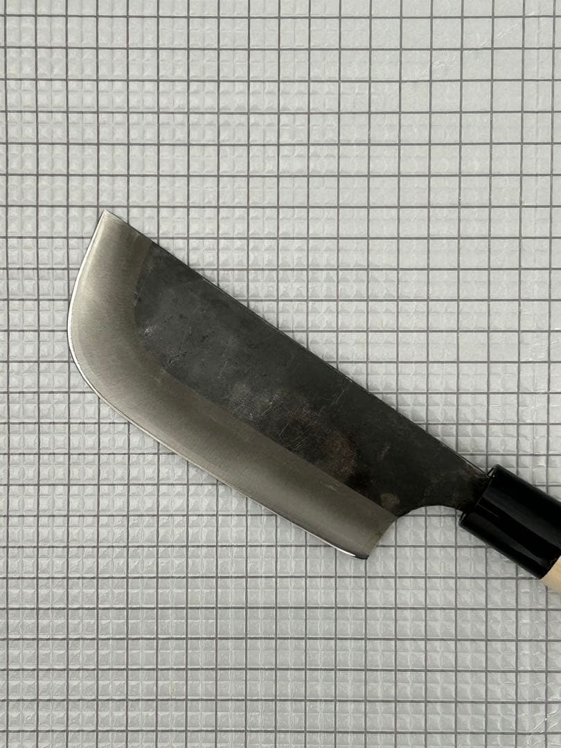 包丁 収穫 黒打 収穫包丁 両刃 木サヤ付 135mm
