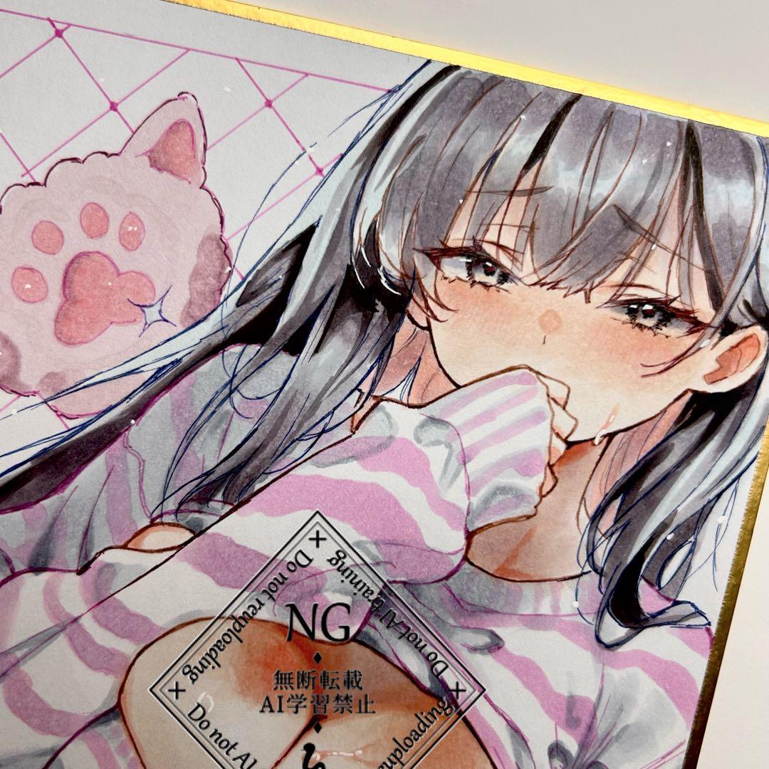 ゆ*り様 一点物 オリジナル 色紙 手描きイラスト アナログイラスト 女の子 創