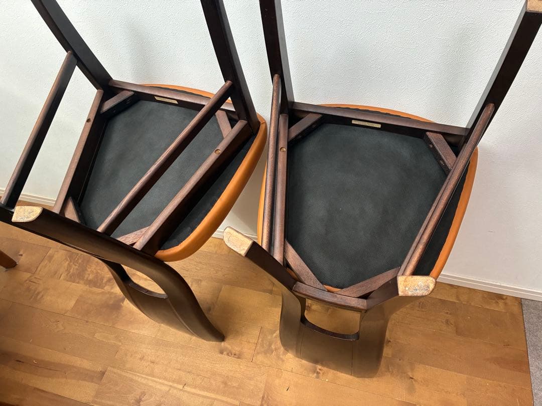 【美品】カリモク　ダイニング　ハイバックチェア　椅子　2脚セット①