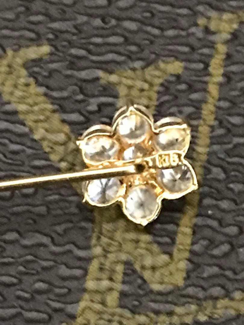 人気商品、k18、フラワーブローチピン