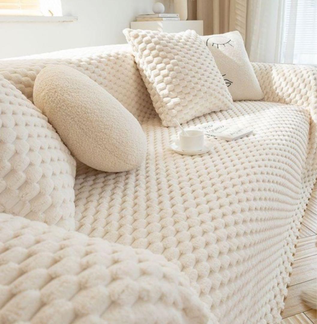 【ソファカバー】2枚セット 洗濯可 猫犬対策 子供対策 モコモコ ふわもこ