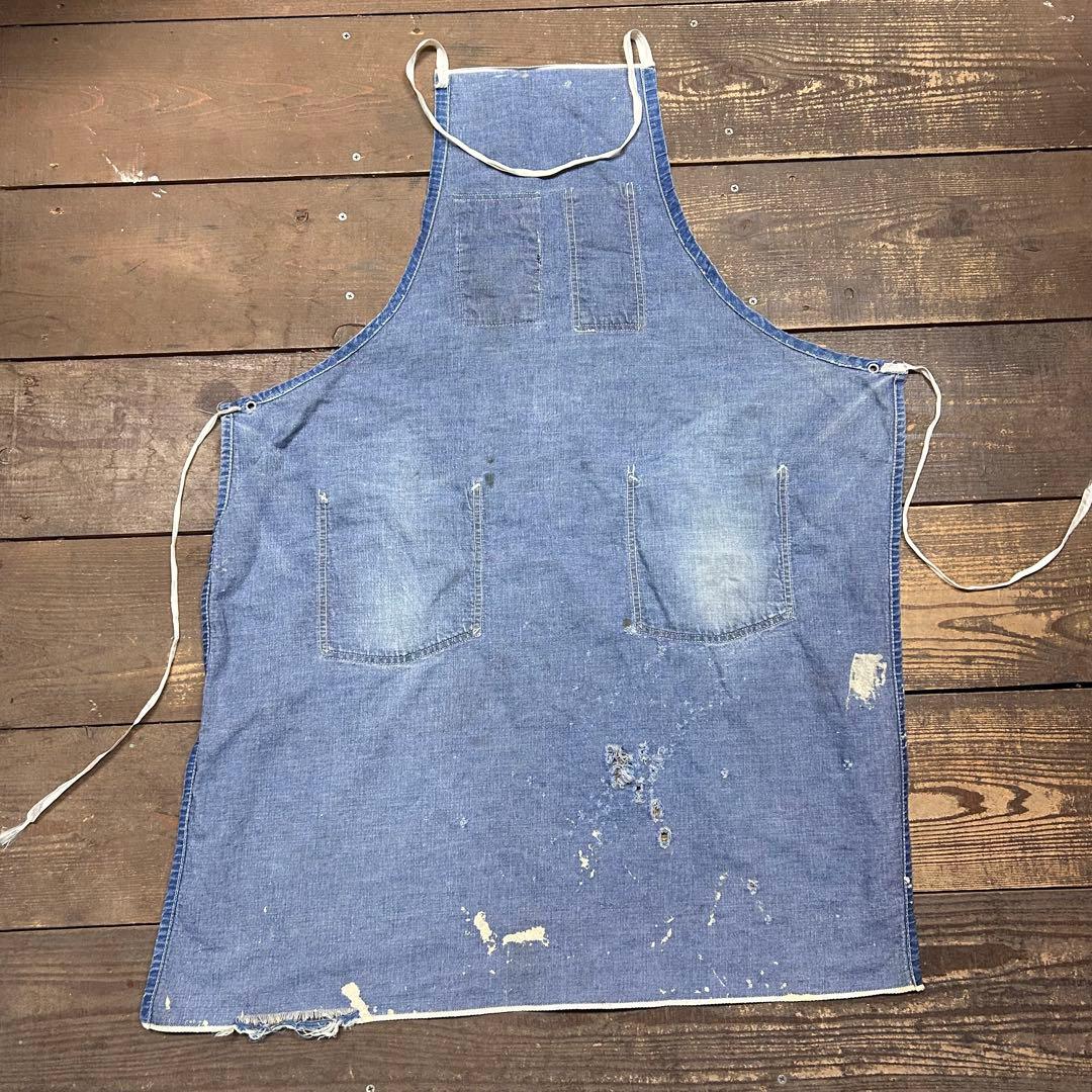 60s　SEARS　デニム　エプロン　ヴィンテージ　ミミ付　ダメージ　ボロ