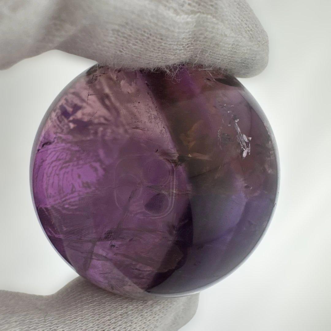 M-6天然アメトリン丸玉　トラピチェアメジストスフィア　虹入り天然石　クリスタル