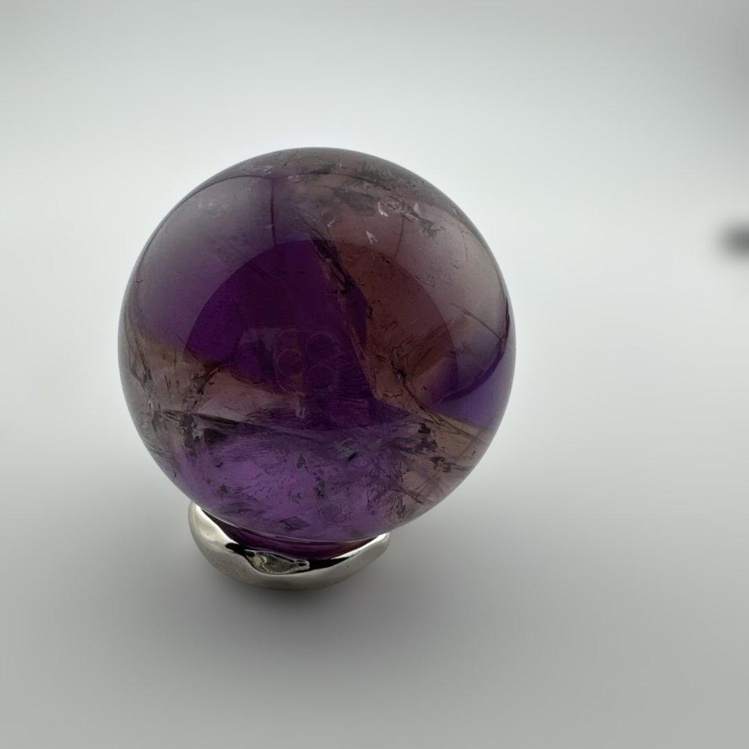 M-6天然アメトリン丸玉　トラピチェアメジストスフィア　虹入り天然石　クリスタル