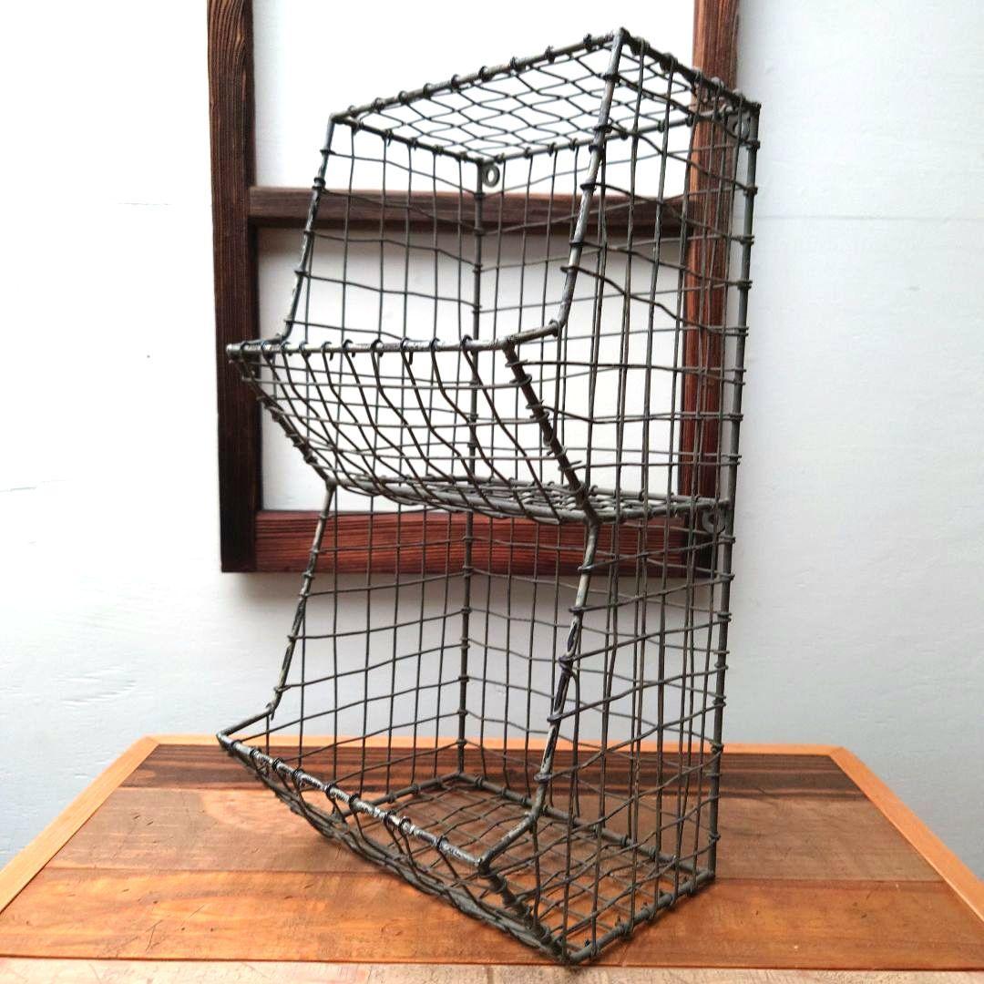 アイアン　ラック　2段　アンティーク　鉄　棚　ディスプレイ　古道具