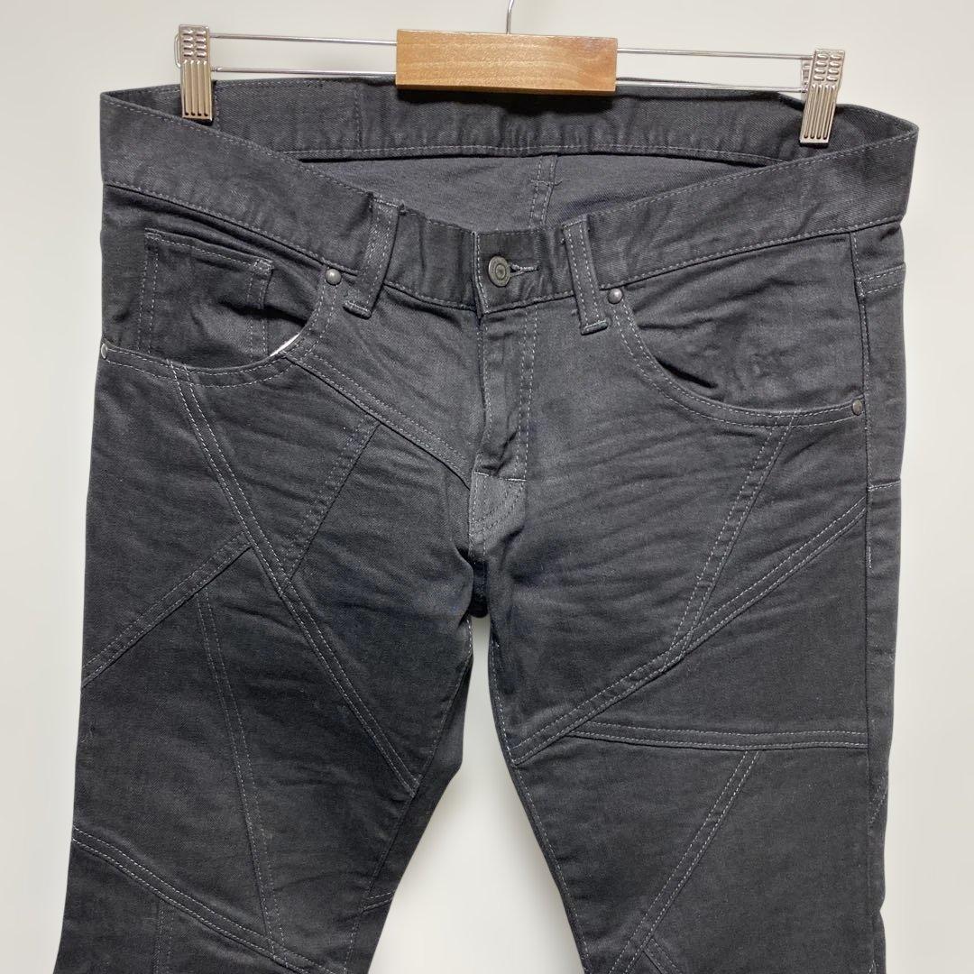 フレア　631-8217003 ストレッチ　ブラック　デニム　パッチワークy2k