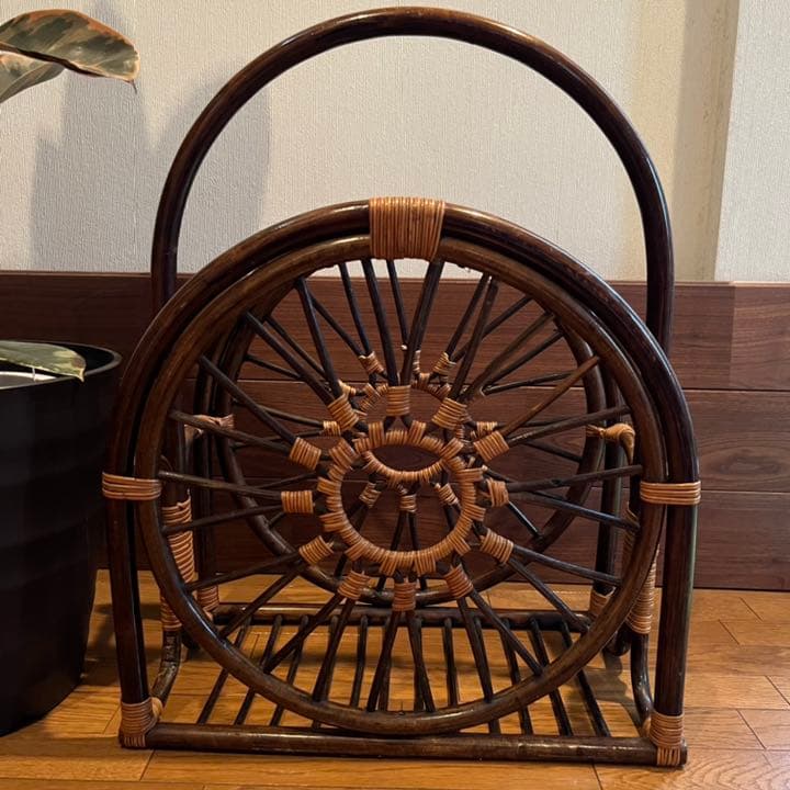 1点もの！ ヴィンテージ ラタン マガジンラック 籐 ビンテージ