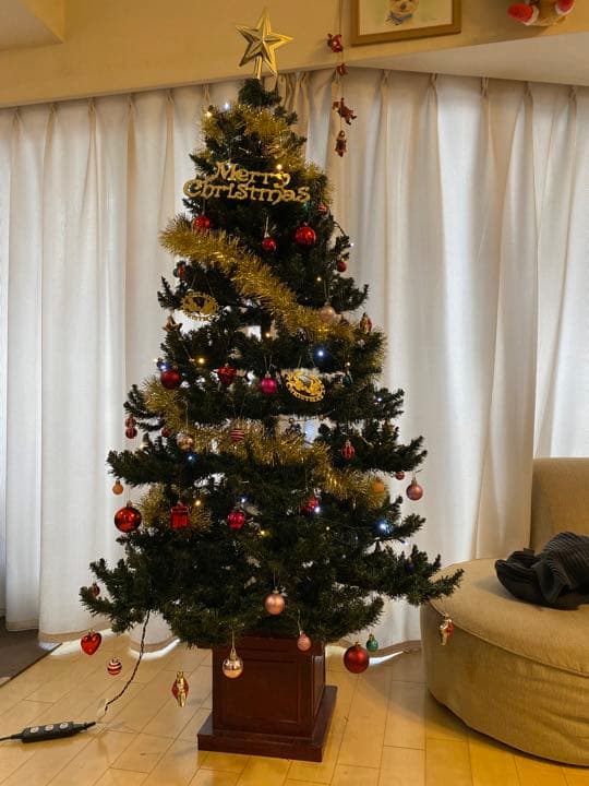 クリスマスツリー　180サイズ　LED電飾他オーナメント付