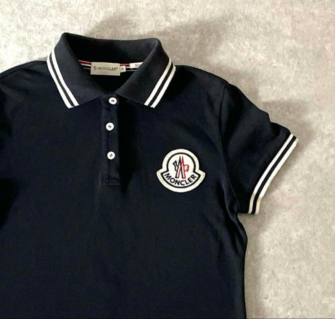 定価6万　MONCLER ポロシャツ ビッグワッペン　ネイビー　滝沢眞規子