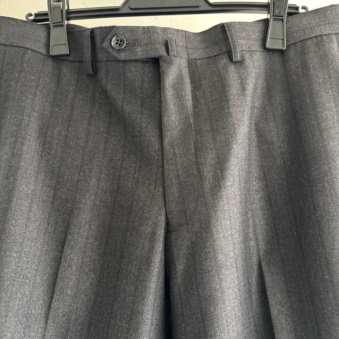 【美品】イタリア　ロロピアーナ　ダークグレー ストライプ スーツジャケット