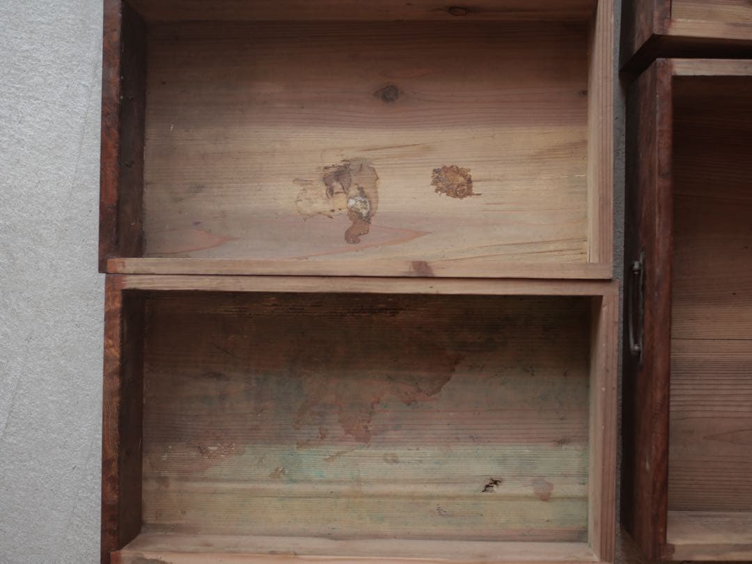 茶箪笥　箪笥　食器棚　ケヤキ　玉杢　古家具　古道具　アンティーク　昭和レトロ