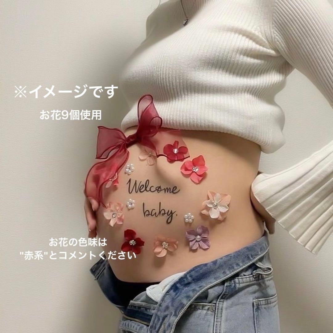 M170＊シンプルribbon flower＊マタニティフォトシール