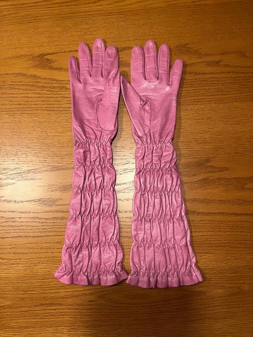 tom☆coach レザー ロンググローブ ギャザー入り S