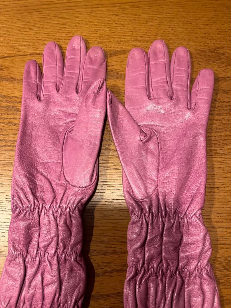 tom☆coach レザー ロンググローブ ギャザー入り S