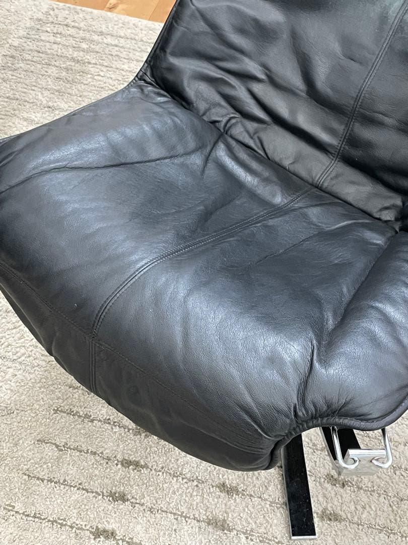 ファルコンチェア　スチール 本革　黒レザー　リプロダクト