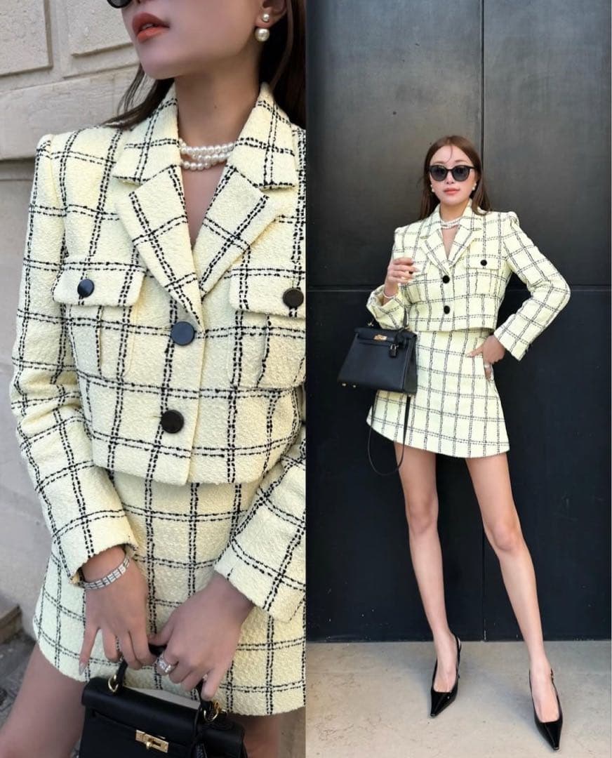 【最安値】sheller シェリエ 5th check tweed jacket