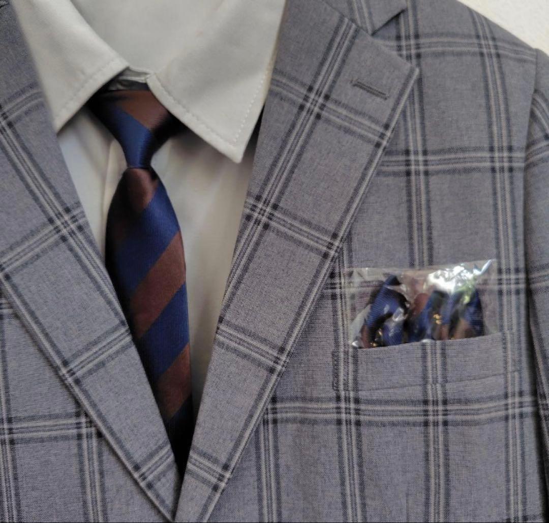 【早い者勝ち値下げ】新品 グレー系チェック スーツ 170A