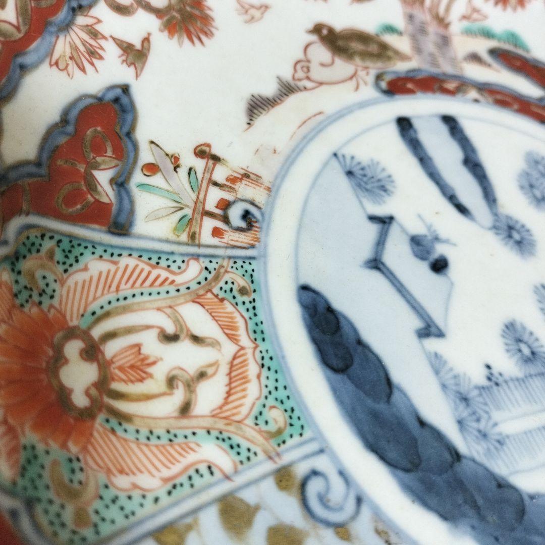 古伊万里　色絵桔梗文七寸皿　明治時代