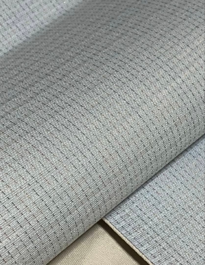 夏帯 袋帯 六通柄 正絹 格子柄 葉文 未使用 イ6533