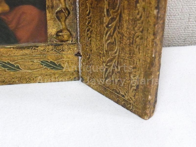 イタリア アンティーク　ピエール・ミニャール 葡萄の房を持つ聖母３枚続きの祭壇画