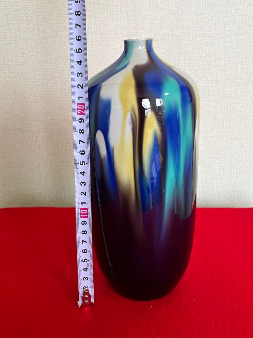 人間国宝 徳田八十吉 (正彦銘) 彩釉 壺 約26cm T251 共箱 陶歴