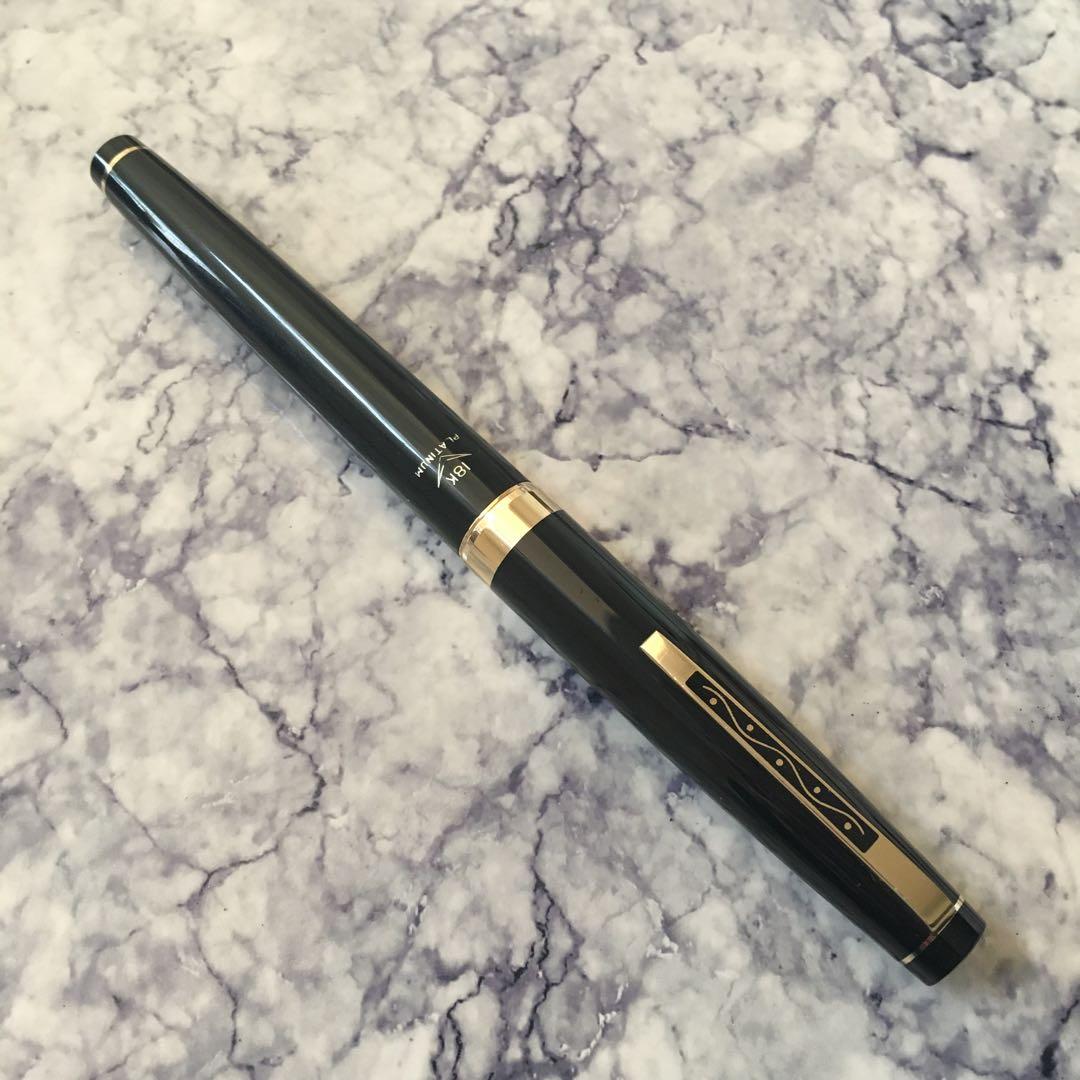 #0219 オーバーホール済み 万年筆 PLATINUMプラチナ ロング 18k