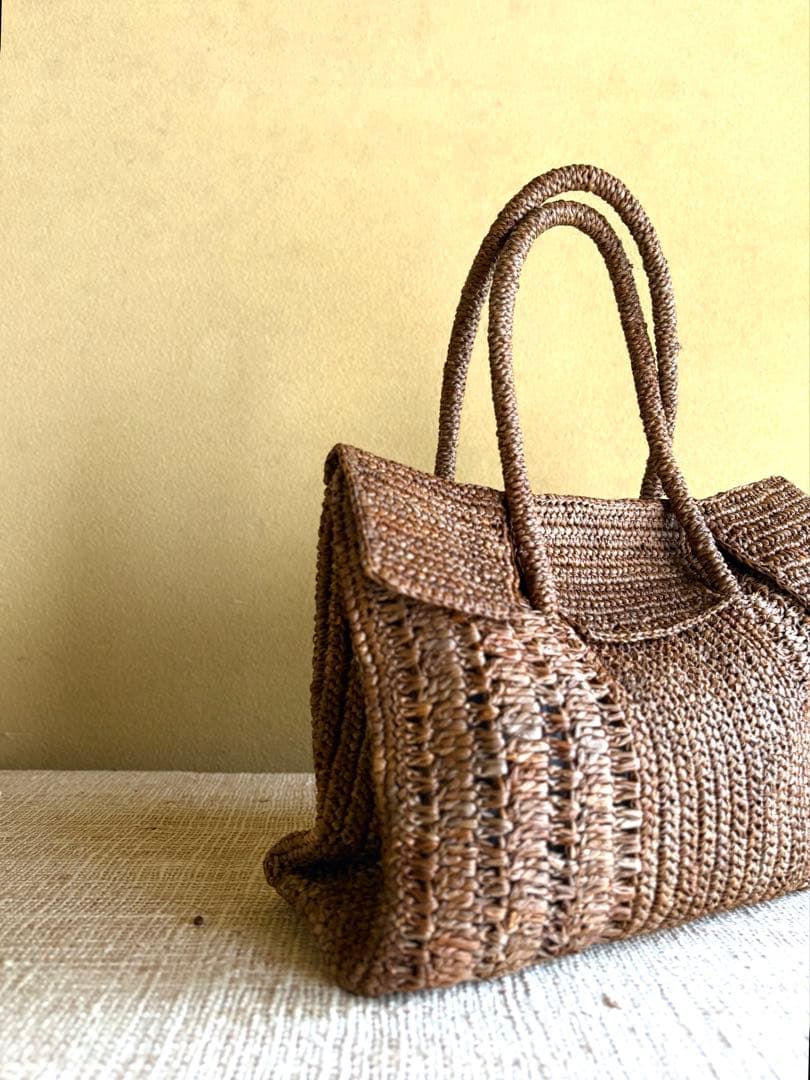 メゾンエヌアッシュパリ【美品】DAHLIA MINI Bag ラフィアバッグ