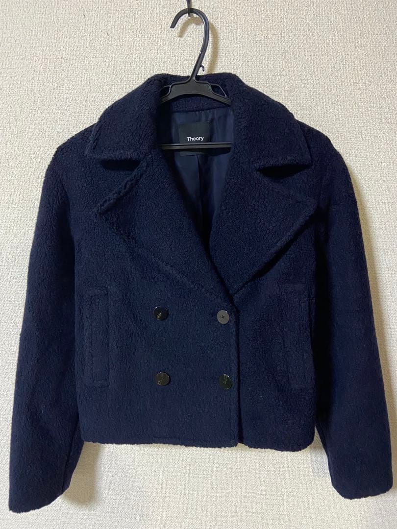サボテン様 Theory 22aw ショート丈Pコート 890 ネイビー