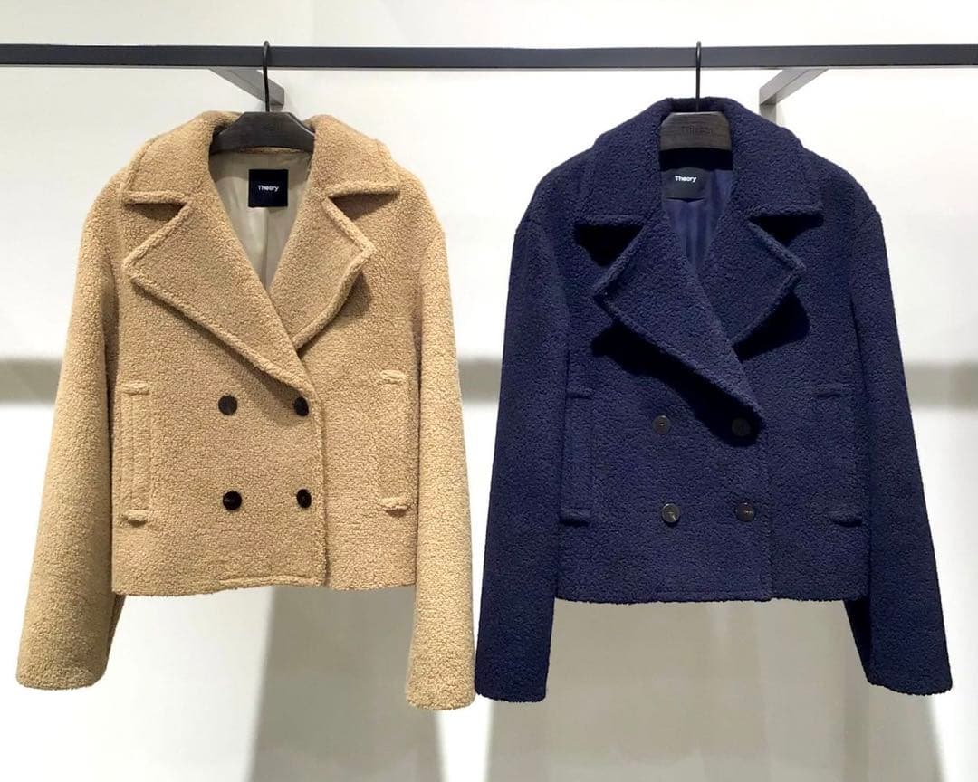 サボテン様 Theory 22aw ショート丈Pコート 890 ネイビー