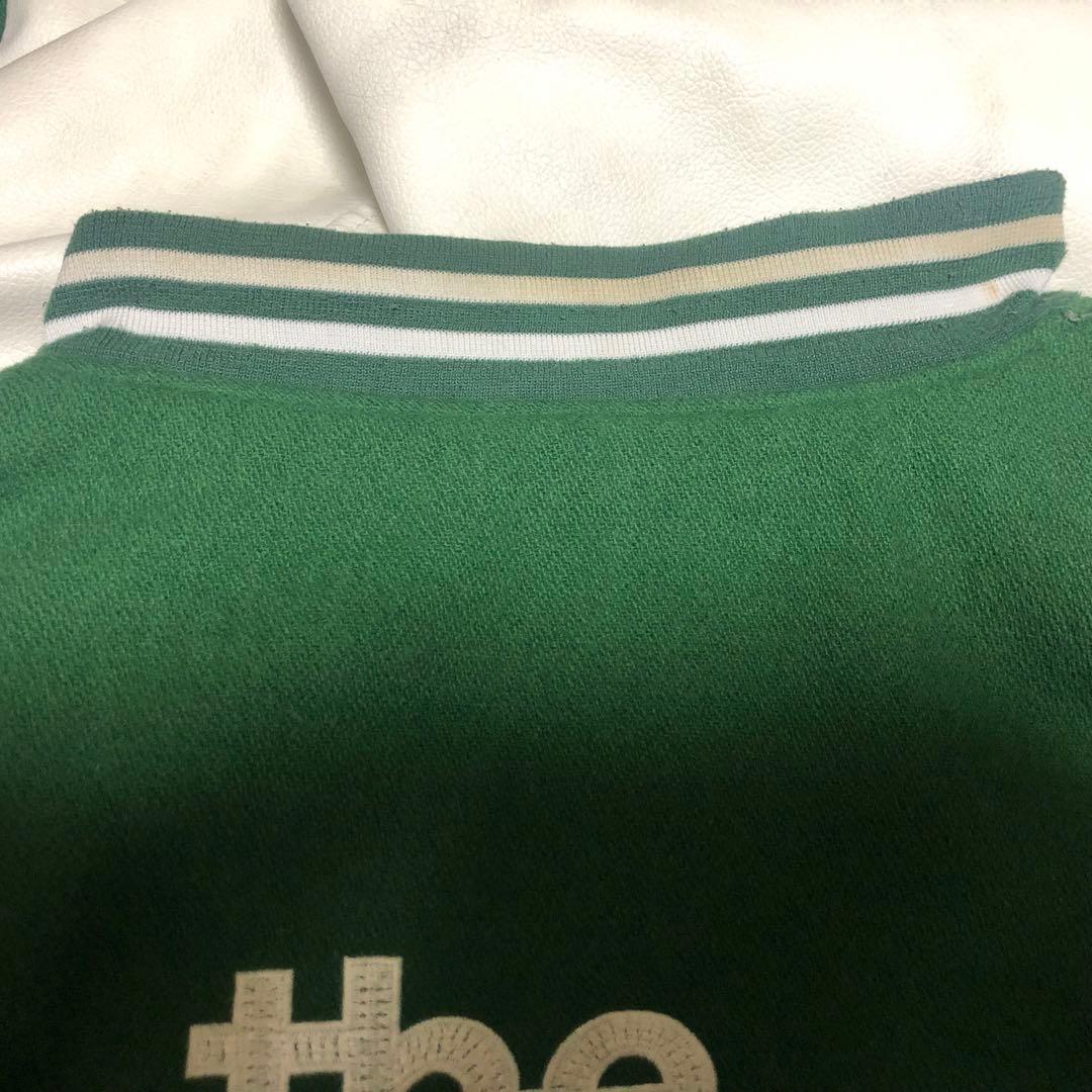 【USA製】00s LRG刺繍ビッグロゴ袖レザー肉厚スタジャンB系HIPHOP